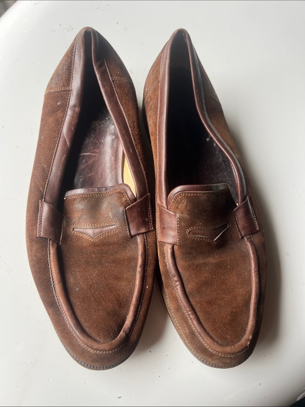 Salvatore Ferragamo Brown Suede Penny Loafers